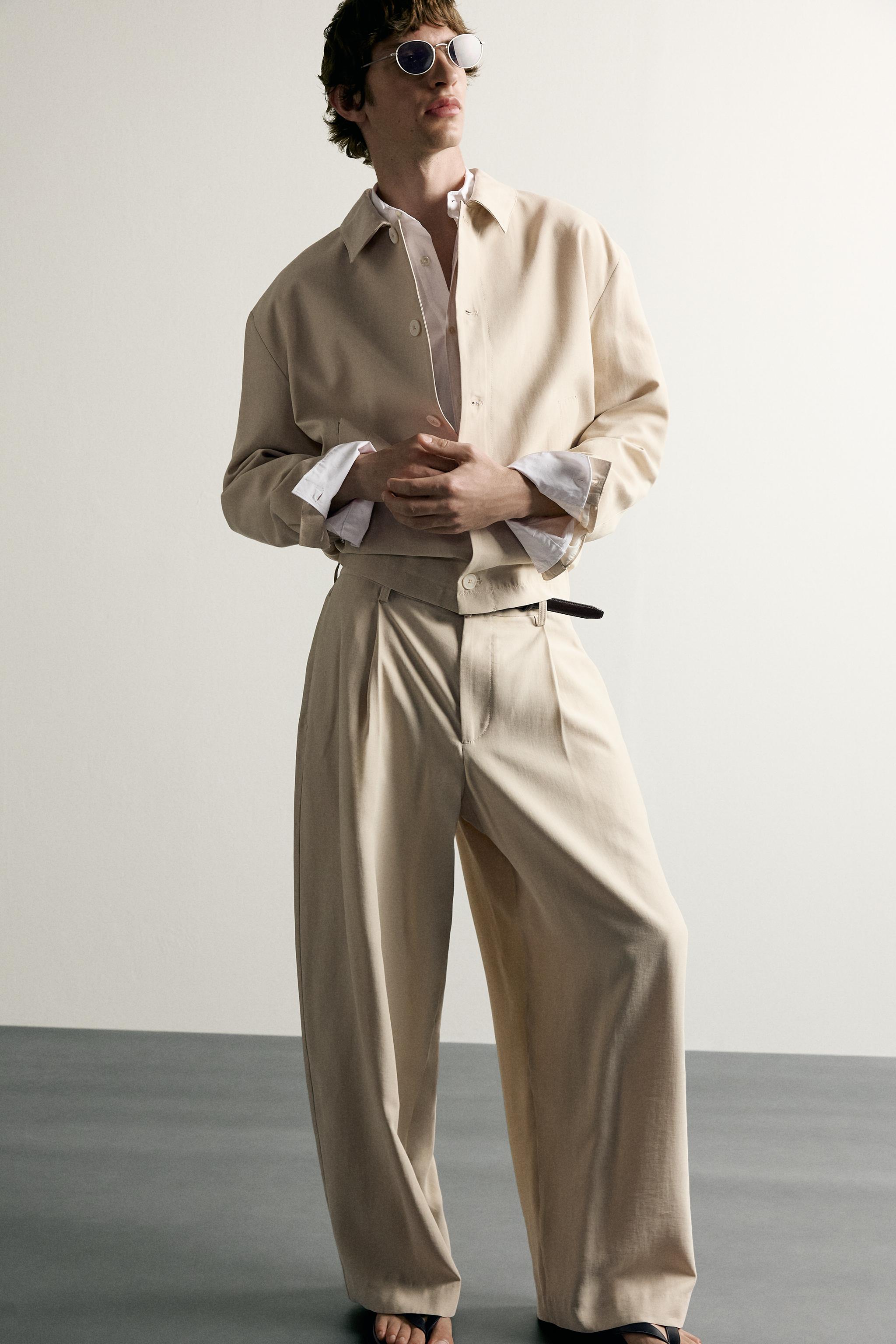 Мужские брюки Zara PLEATED RELAXED-FIT PANTS — фото 5