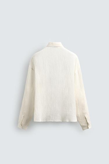 100% CRINKLED LINEN SHIRT - Ecru by Zara - Image 8