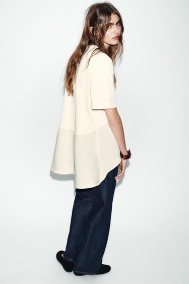 OVERSIZE COMBINED T-SHIRT - Ecru by Zara