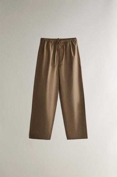 CHECK TROUSERS - Brown by Zara