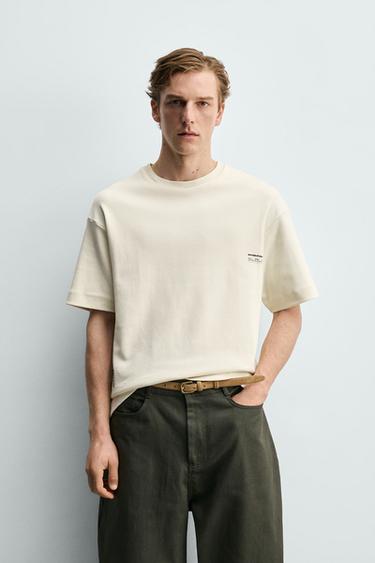 Zaras SWEATSHIRT I INTERLOCK MED FOTOTRYCK - Beige
