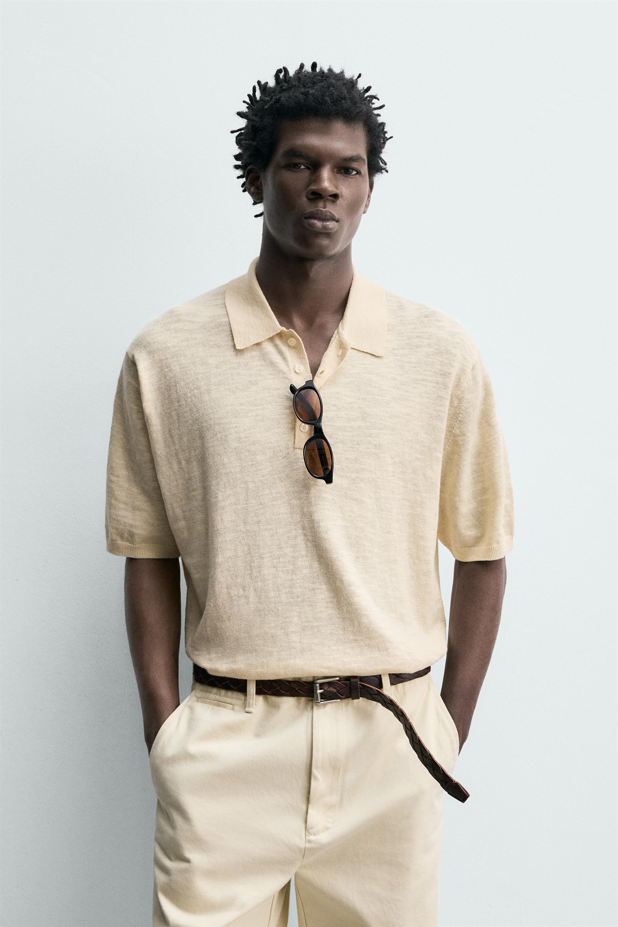 COTTON LINEN BLEND KNIT POLO