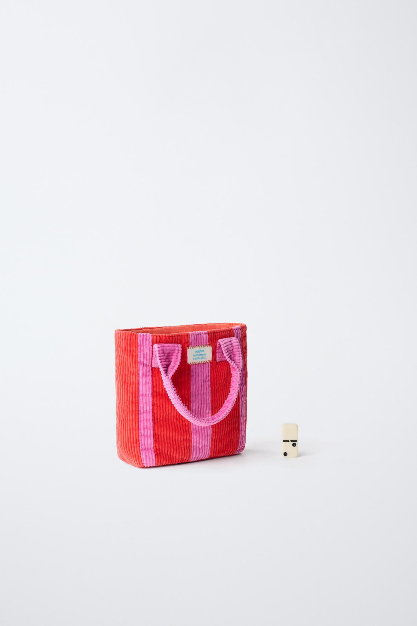 Детская сумка Zara Striped Mini Shopper, цвет: Красный — фото 6
