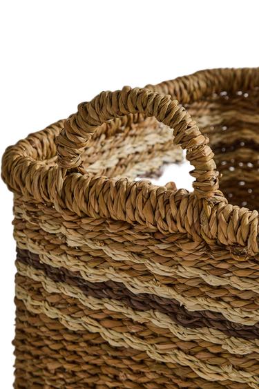 RECHTECKIGER KORB MIT STREIFEN - Braun von Zara