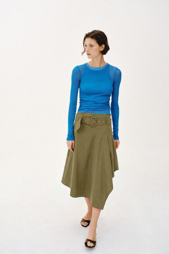 BELTED MIDI SKIRT