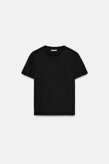 MERCERISED COTTON T-SHIRT - Black by Zara