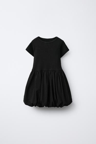 VESTIDO COMBINADO GLOBO - Negro de Zara