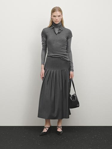 Zara Pleated wool blend midi skirt - Gray