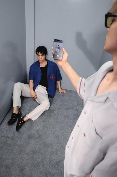 Zara 絨面真皮細帶涼鞋 - 棕色