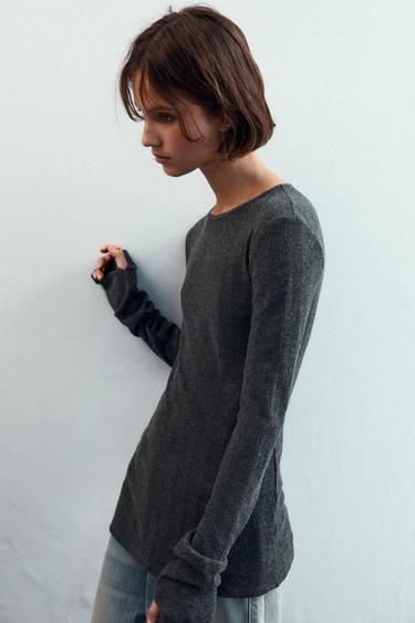 SOFT RIB T-SHIRT - Grey marl by Zara - Image 2