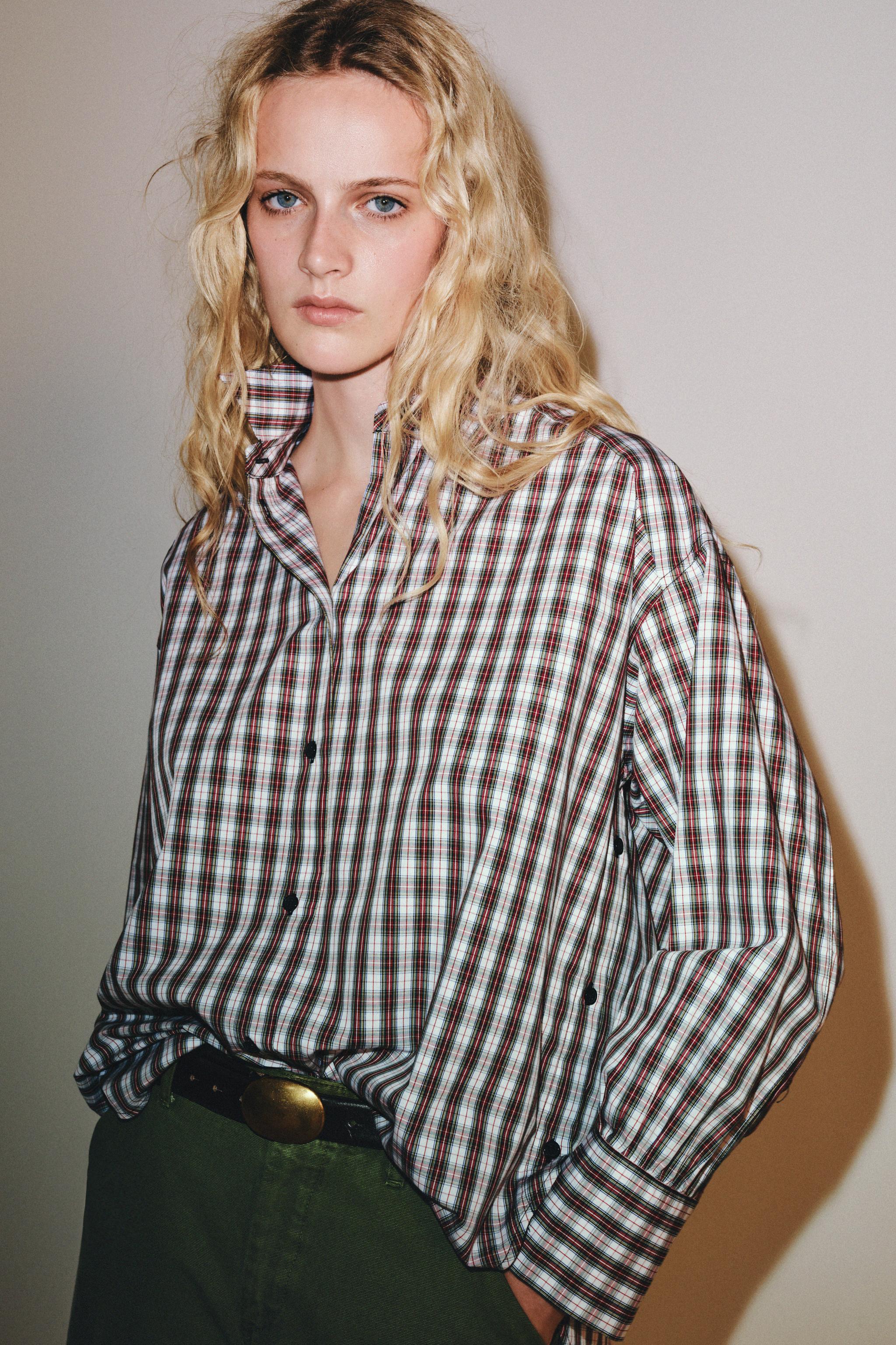 ZW COLLECTION OVERSIZED PLAID SHIRT