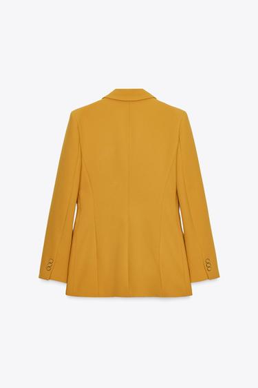 DOUBLE-BREASTED BLAZER WITH SHOULDER PADS - Mustard by Zara - Image 8