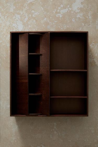 LARGE WOODEN MAKEUP ORGANISER BOX - Light beige by Zara