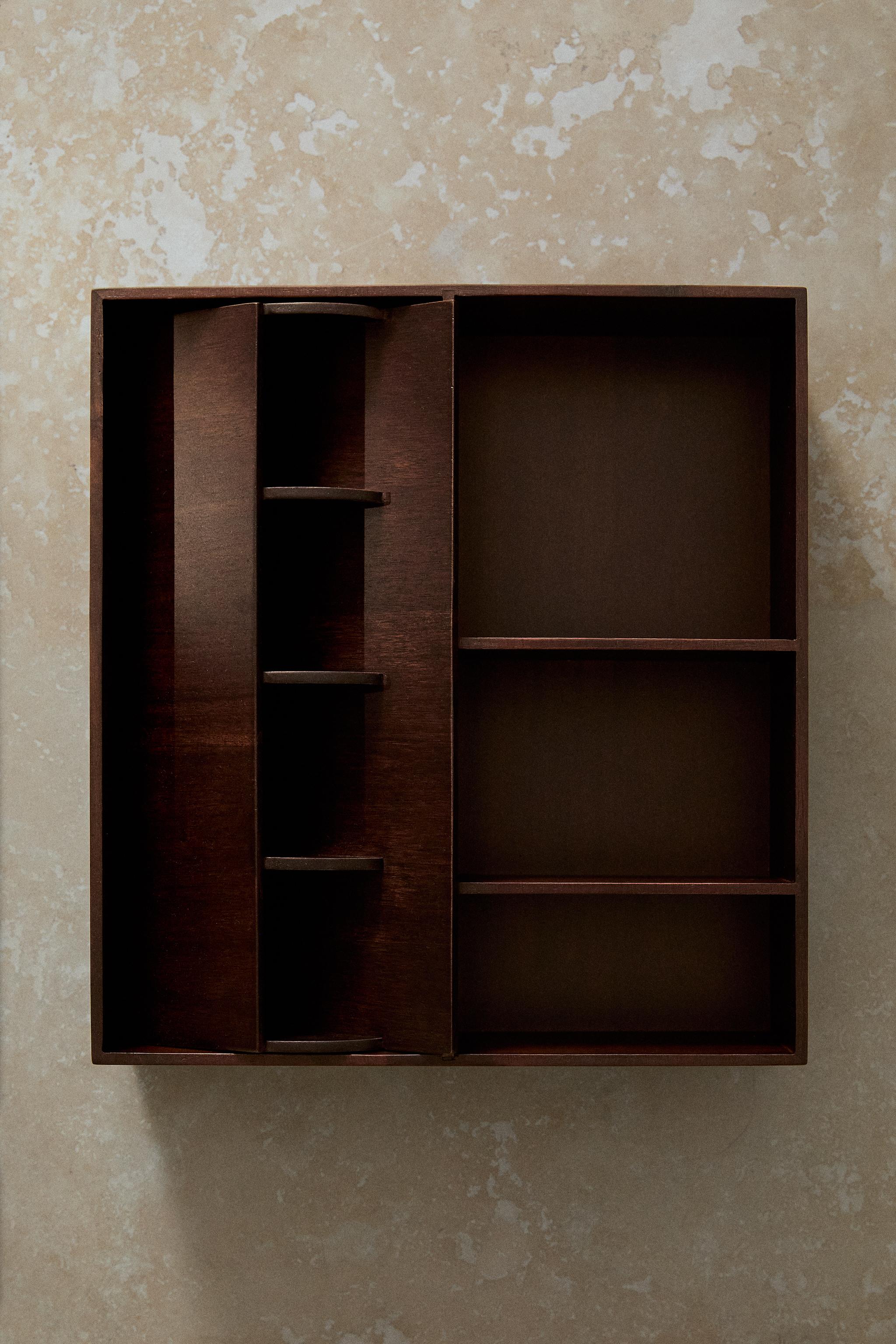 LARGE WOODEN MAKEUP ORGANIZER BOX