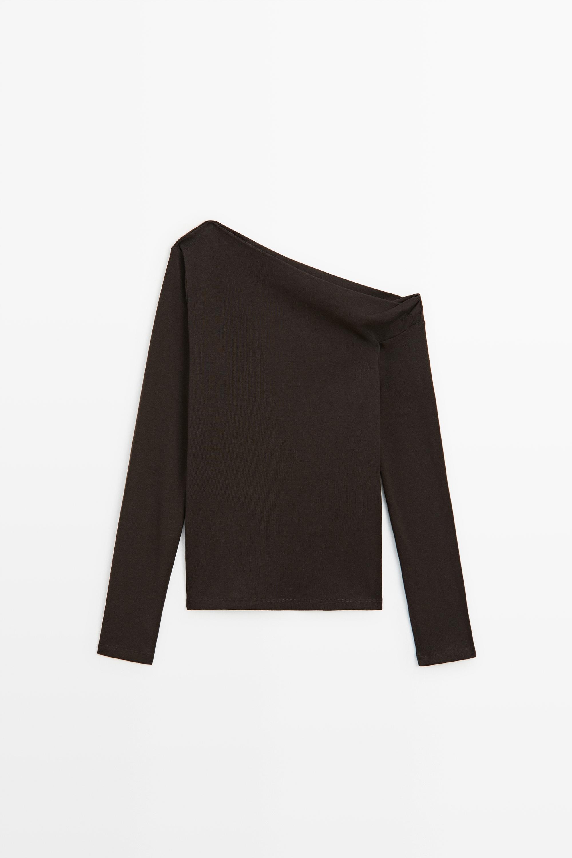 Draped shoulder detail T-shirt
