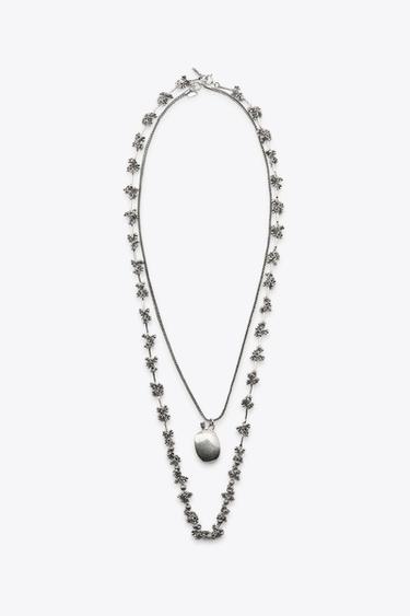 PACK OF 2 NECKLACES WITH PIECES AND BOTTLE - Silver by Zara