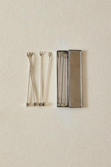 SET OF APERITIF PICKS WITH METAL BOX (SET OF 6) - Steel by Zara