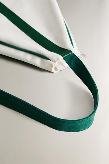 CANVAS TENNIS RACKET CASE - Ecru / Green by Zara - Image 5