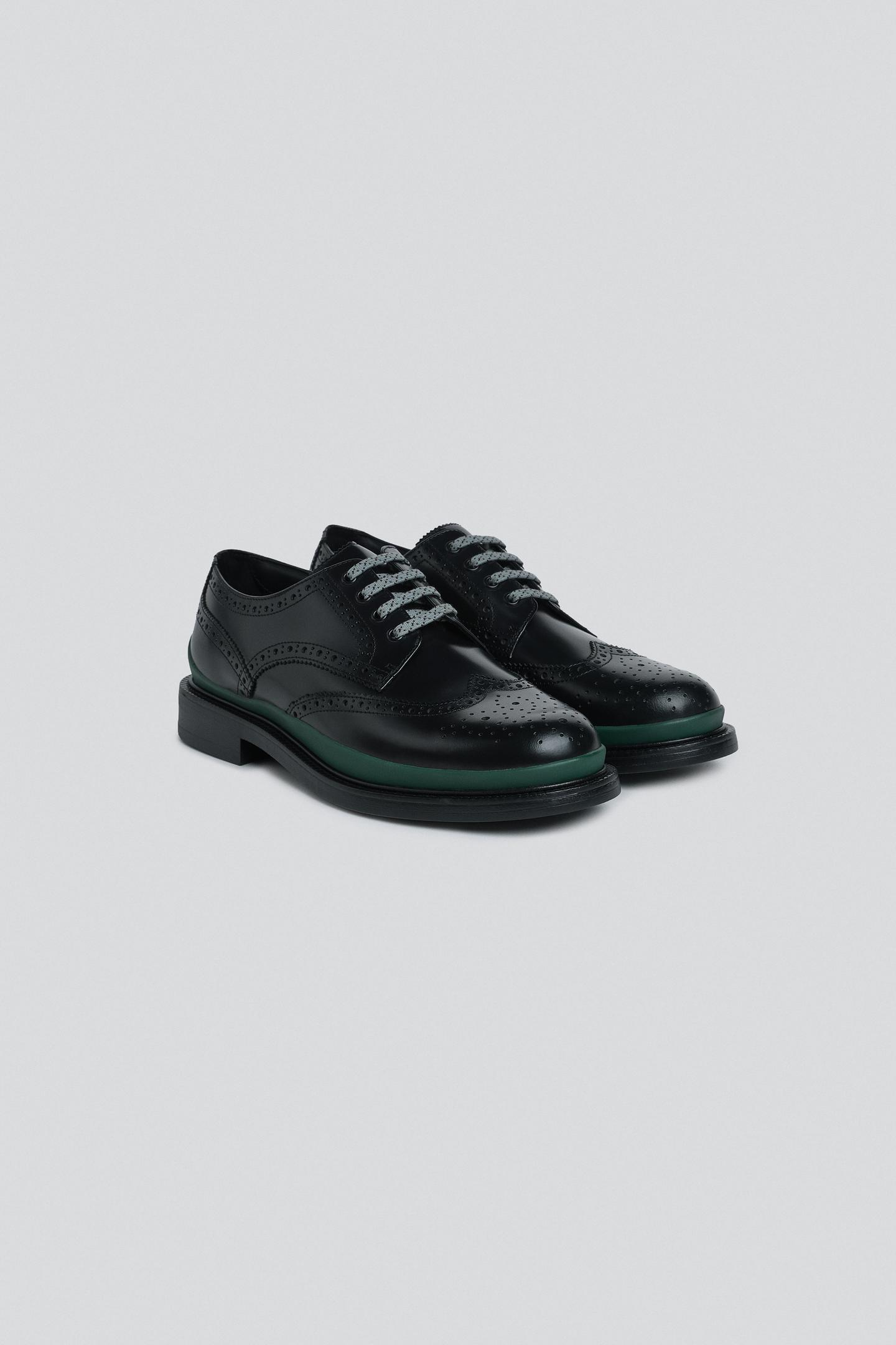 Мужские туфли Zara Leather Brogues, цвет: Чёрный