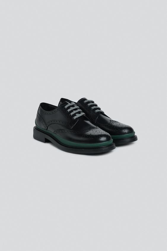 Мужские туфли Zara Leather Brogues, цвет: Чёрный