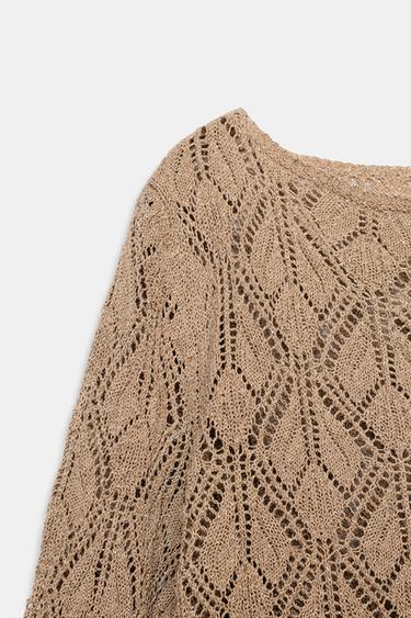 METALLIC THREAD POINTELLE JUMPER - Golden by Zara - Image 8