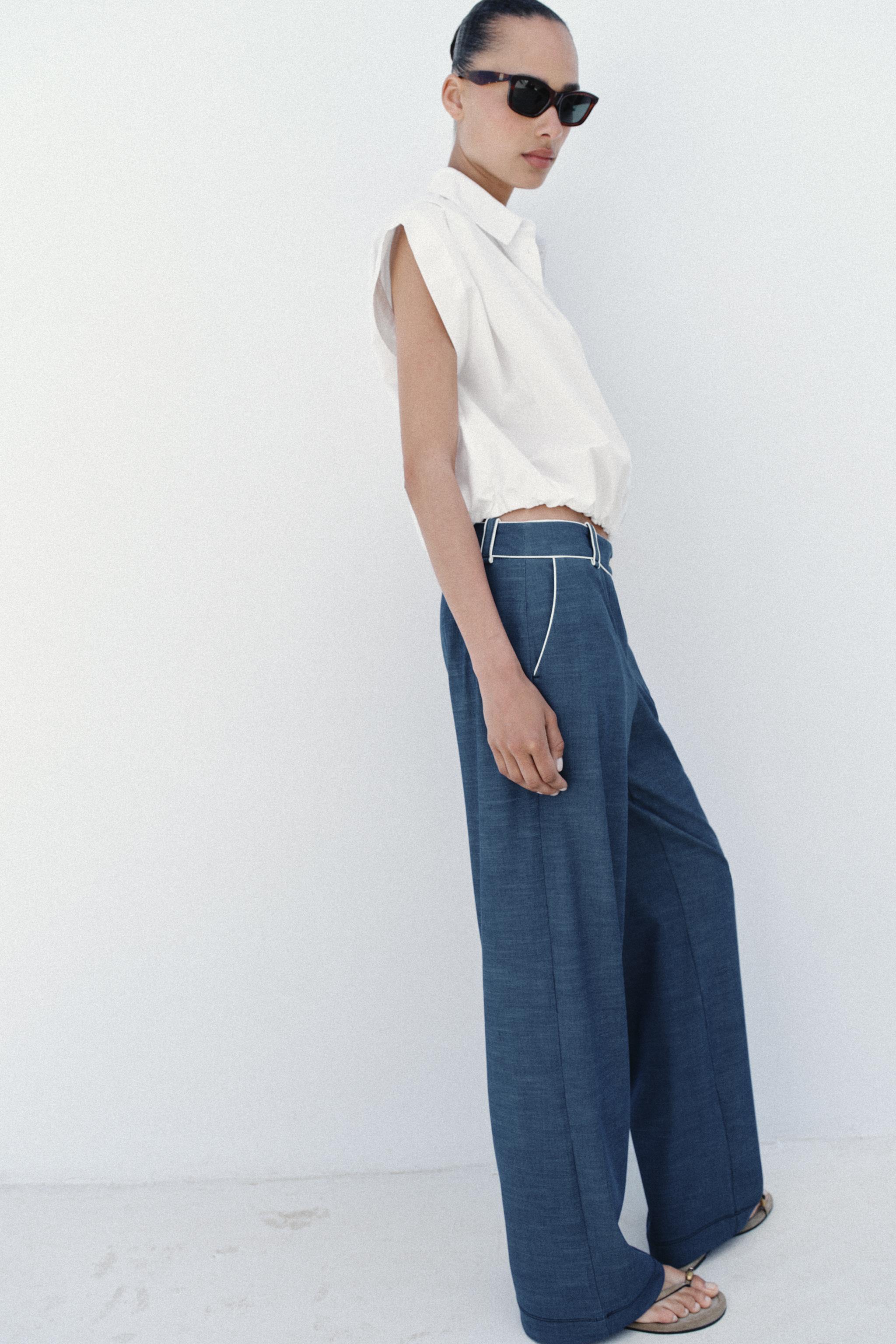 PANTALON LARGE LISERÉS CONTRASTE