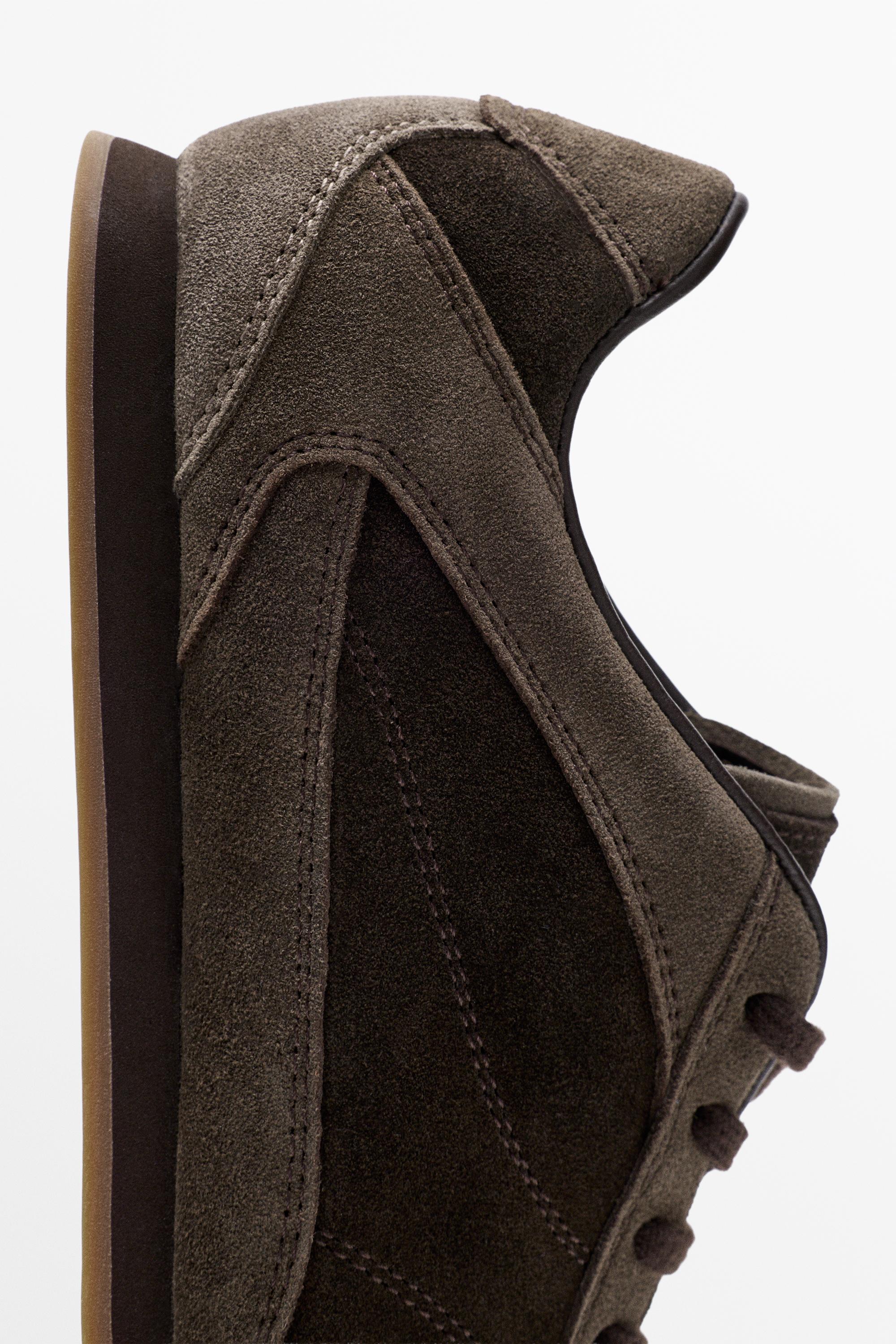 Contrast leather trainers