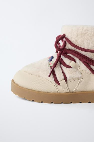 BEADED BOOTS WITH FAUX FUR - Ecru White by Zara - Image 6