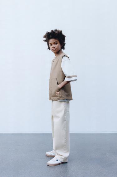 TWILL WAISTCOAT WITH LABEL - Beige by Zara