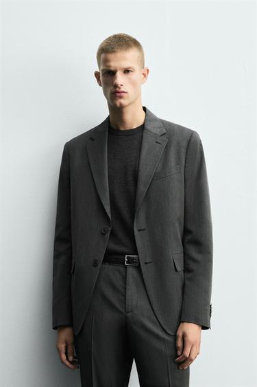 HERRINGBONE SUIT BLAZER - Anthracite Grey by Zara