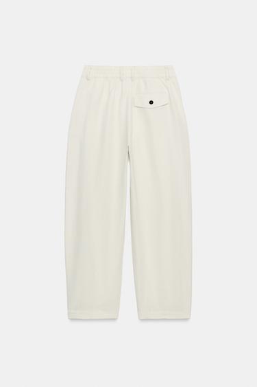 PANTALON À PINCES AVEC LIN ZW COLLECTION - Sable de Zara - Image 4