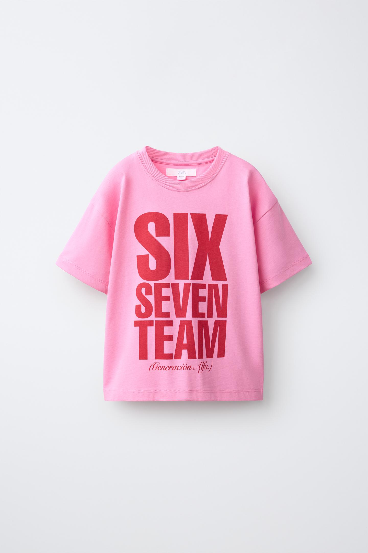 Детская футболка Zara Team Six Seven Printed, цвет: Розовый — фото 1