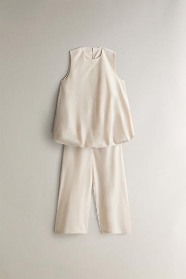 PANTALON COTON VOLUME - Écru de Zara - Image 3