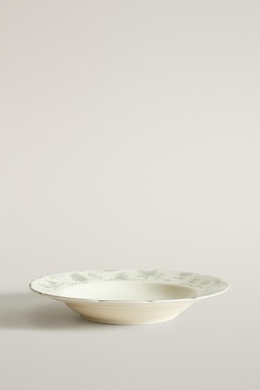 TOILE PORCELAIN SOUP PLATE — Gray 1