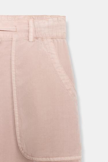 PANTALON CARGO EFFET DÉLAVÉ - Rose pâle de Zara - Image 6