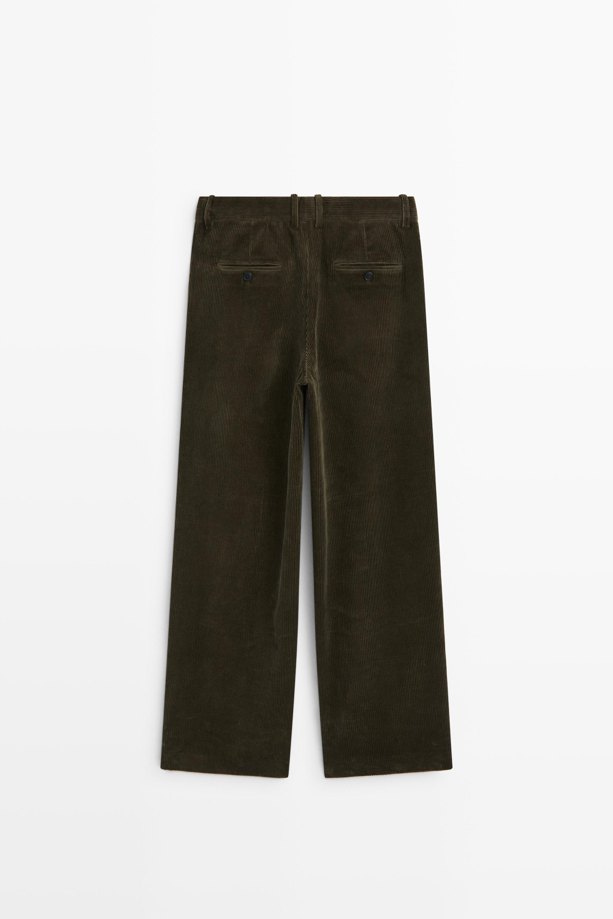 Wide-leg corduroy pants with darts
