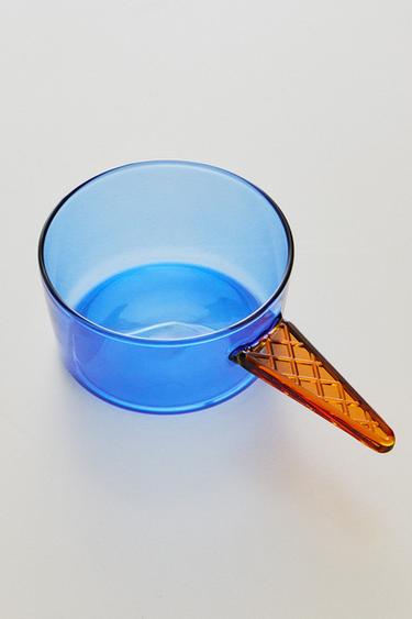 BOL EN BOROSILICATE GLACE AVEC ANSE - Bleu de Zara