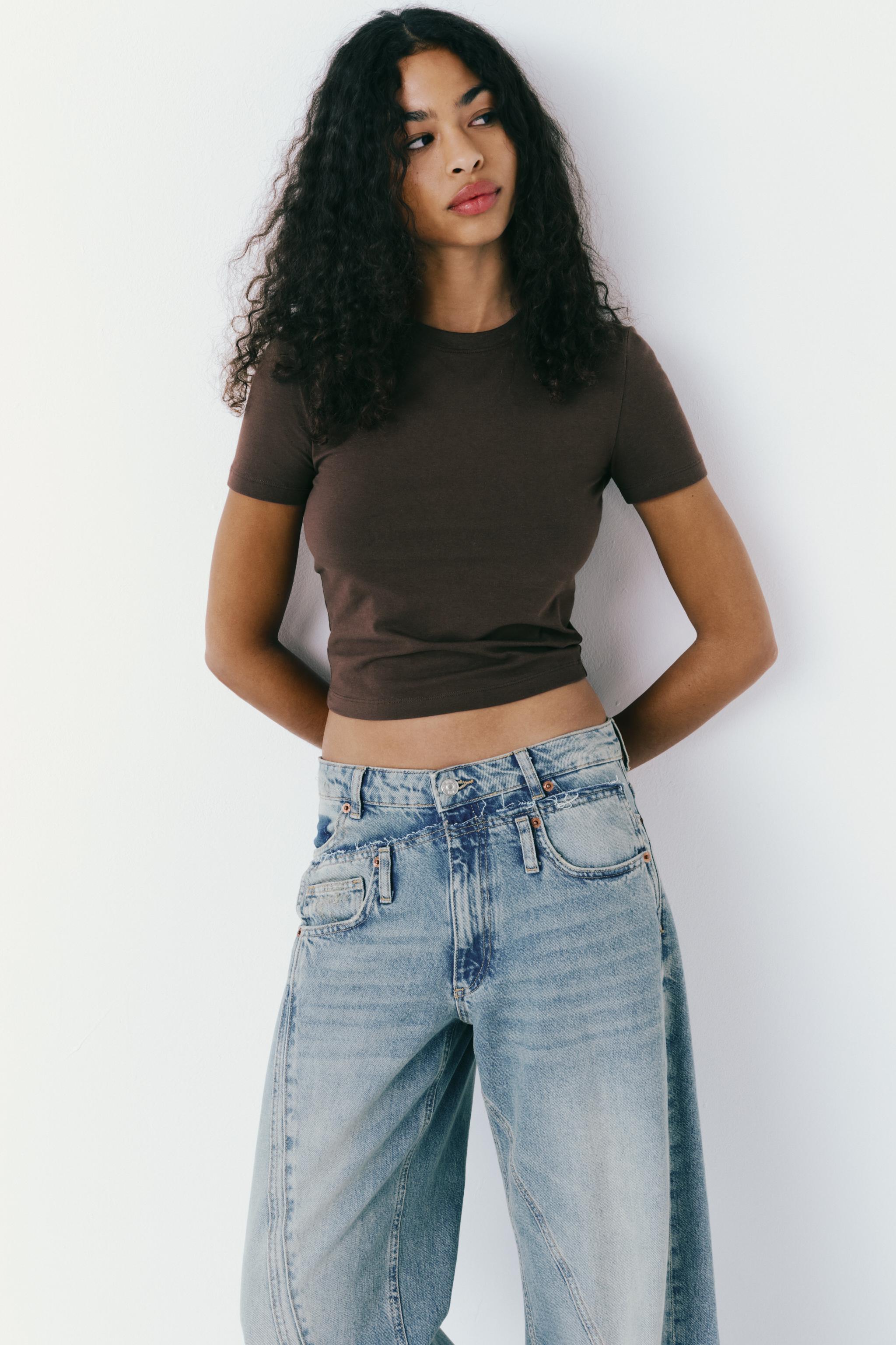 DECONSTRUCTED TRF WIDE LEG JEANS WITH A MID WAIST