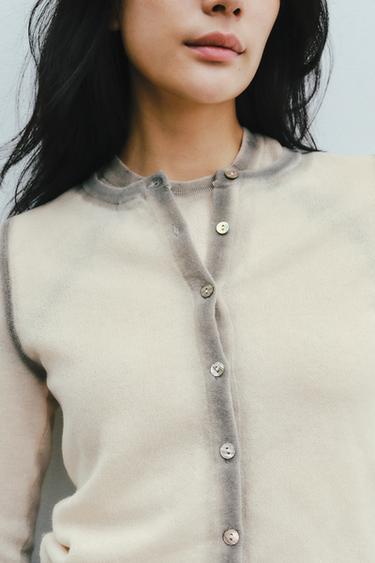 OMBRE PRINT KNIT CARDIGAN - Ecru by Zara