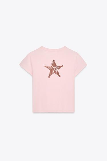 COTTON MODAL TEXT T-SHIRT - Pink by Zara - Image 6