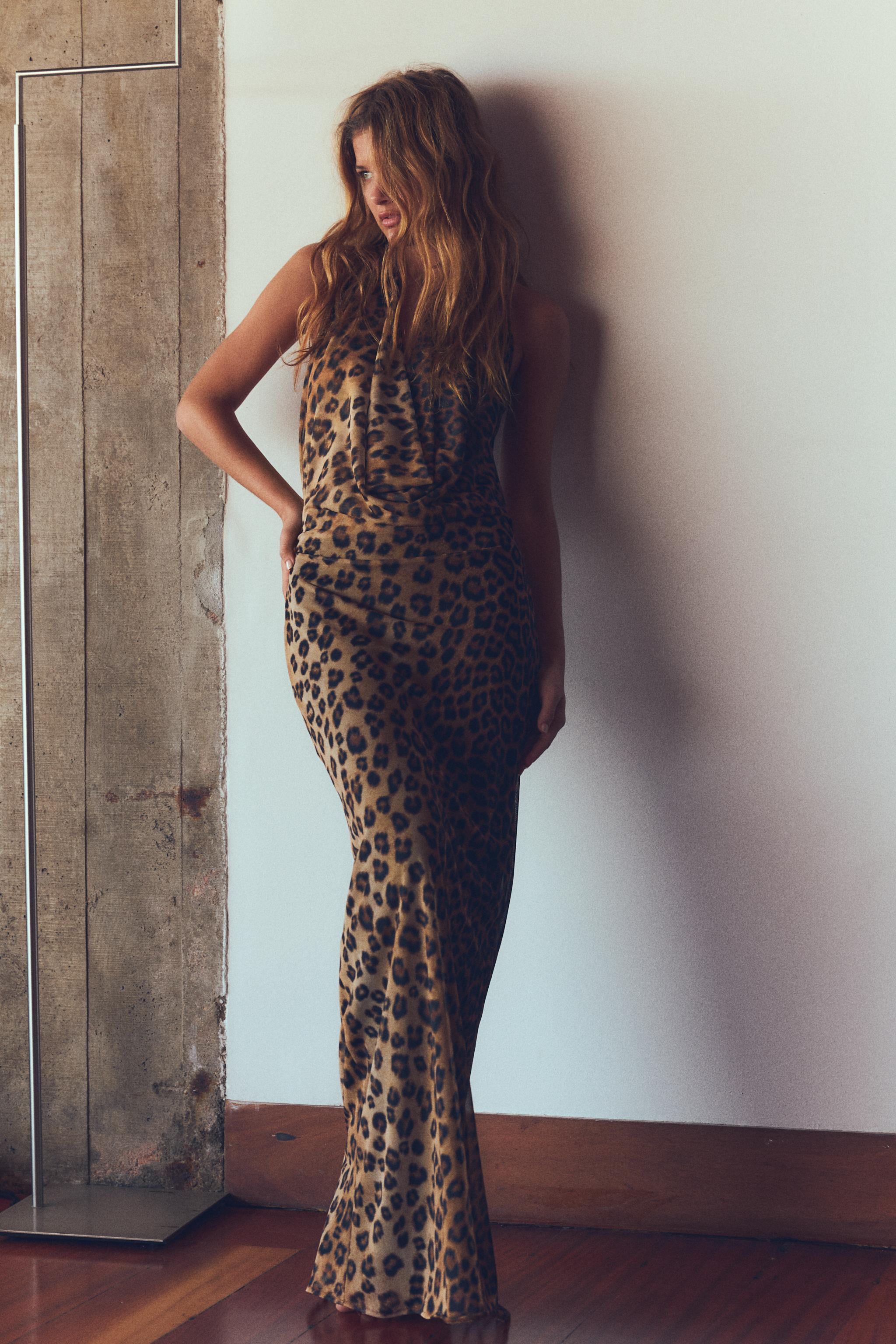 ANIMAL PRINT TULLE HALTER DRESS - Leopard | ZARA United States