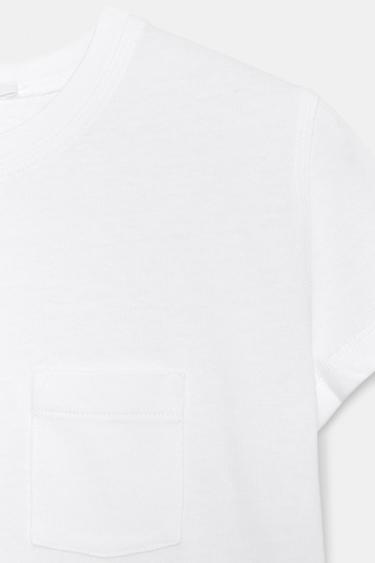 T-SHIRT DÉLAVÉ AVEC POCHE - Blanc de Zara - Image 8