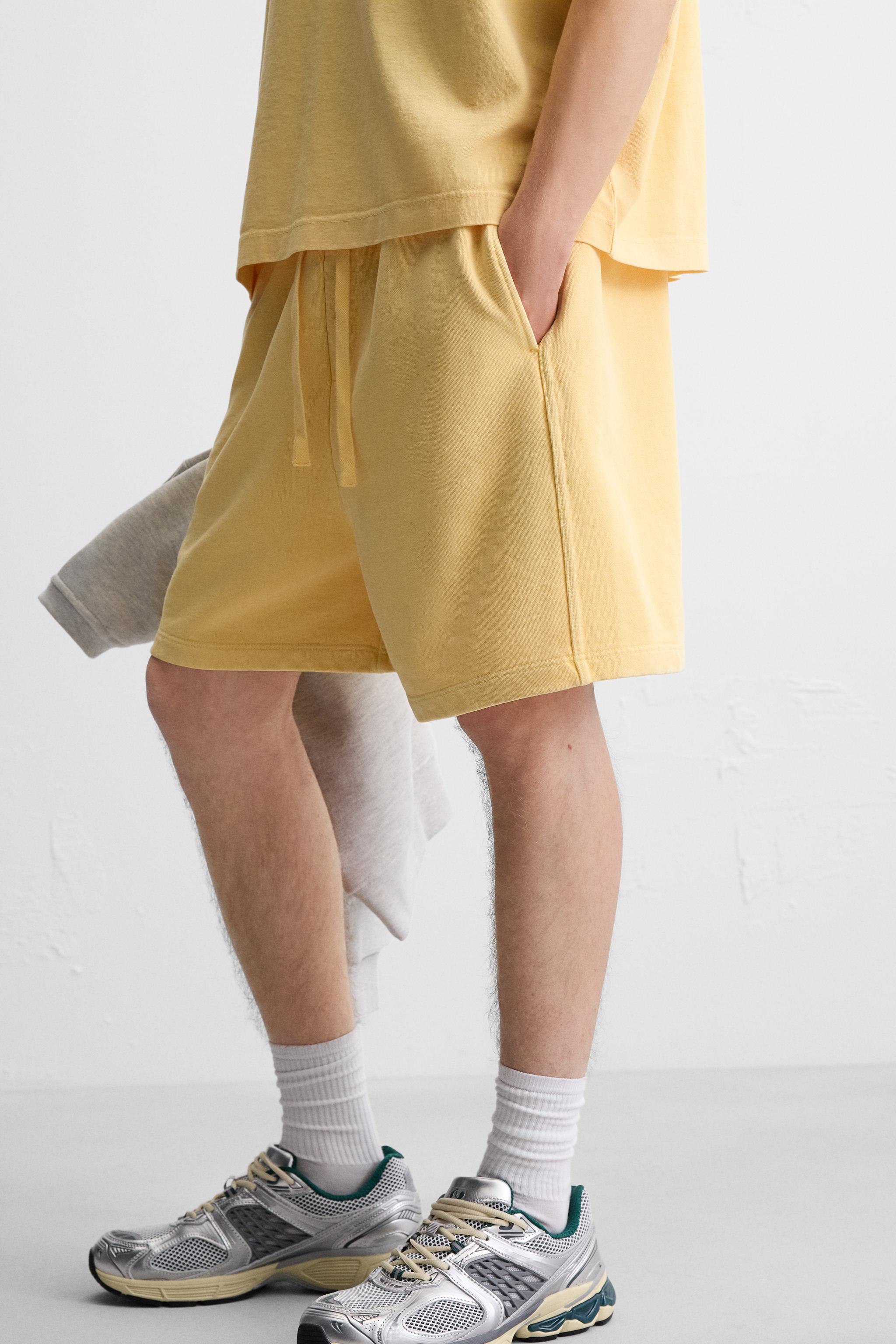 RELAXED FIT WASHED JOGGER SHORTS - Oyster-white | ZARA