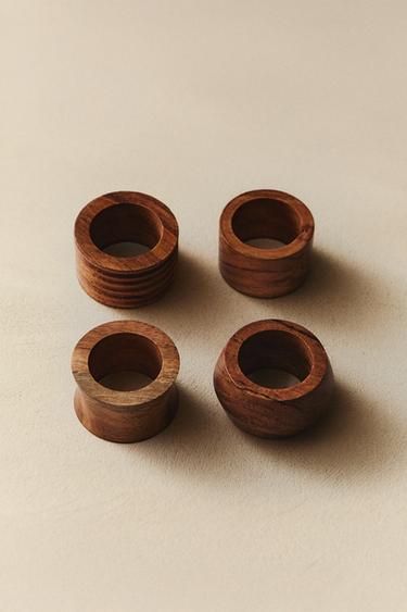 SERVETTENHALTER AUS HOLZ (4ER-PACK) - Hellbeige von Zara