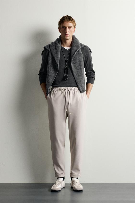 EASY CARE JOGGER WAIST TROUSERS - Light tan by Zara - Image 0