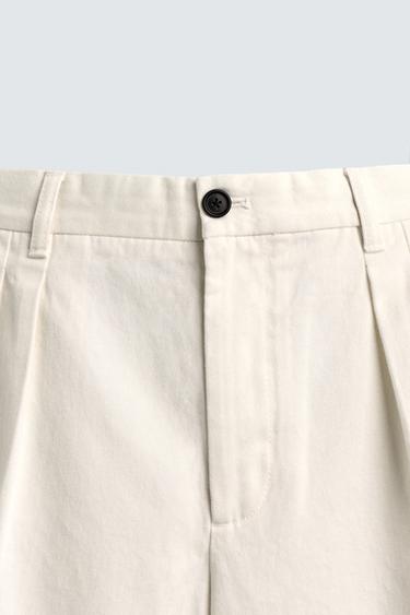RELAXED FIT PLEATED BERMUDA SHORTS AARON LEVINE X ZARA - Oyster-white by Zara - Image 7