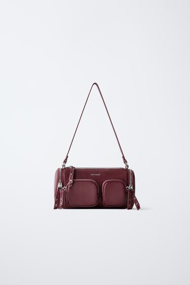 SHOULDER BAG WITH POCKETS - Maroon by Zara