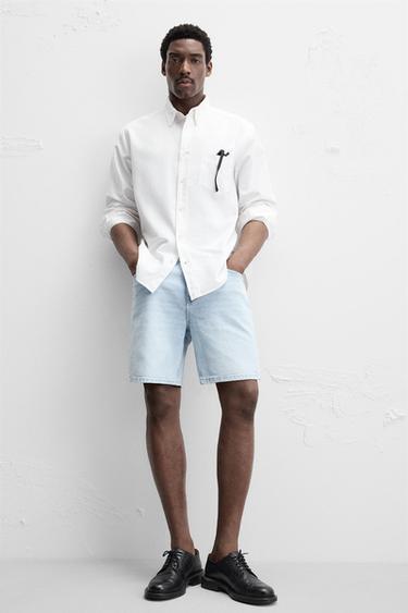 SHORT EN DENIM COUPE CLASSIQUE - Bleu clair de Zara - Image 4