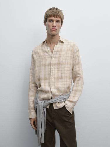 Camisa cuadros regular fit - Marrón de Zara