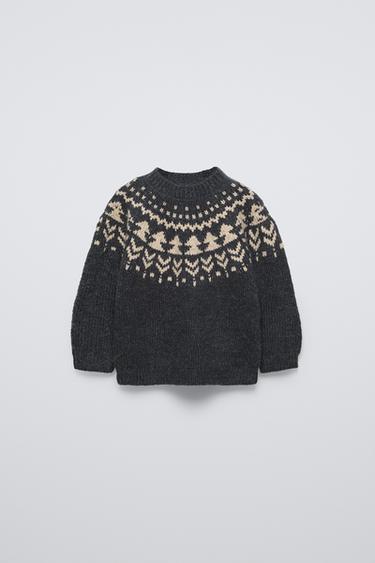 JACQUARD KNIT SWEATER - Dark grey by Zara - Image 0